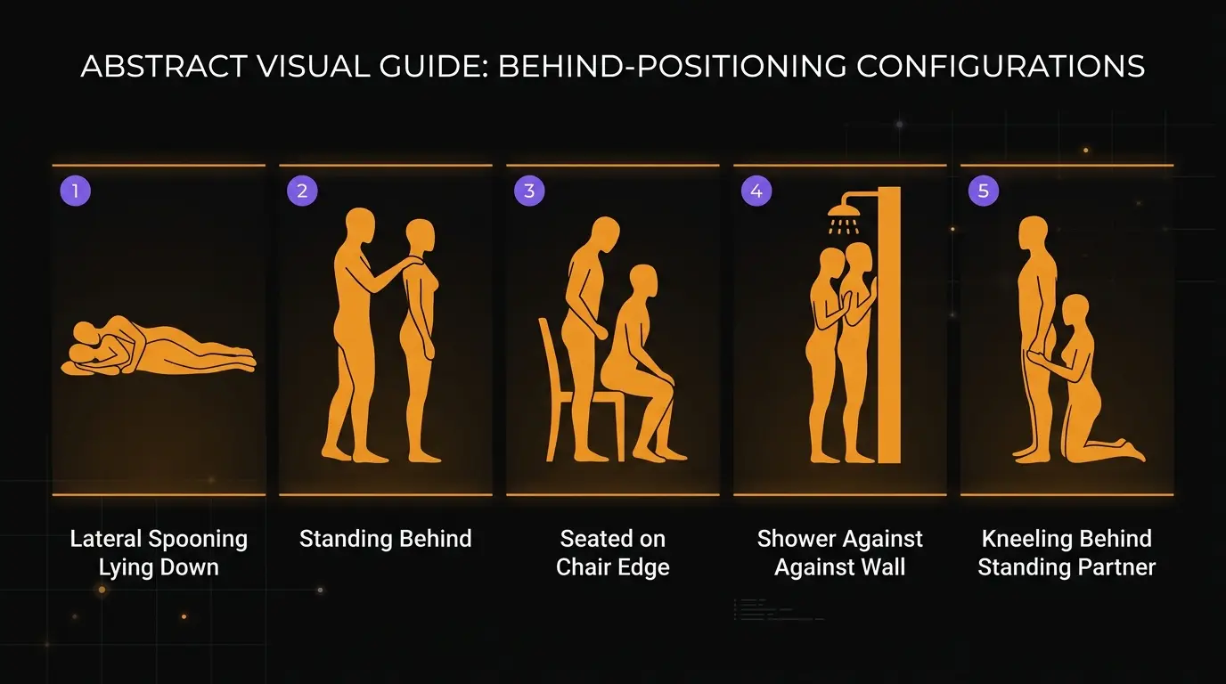 Five position silhouettes for the handjob from behind technique