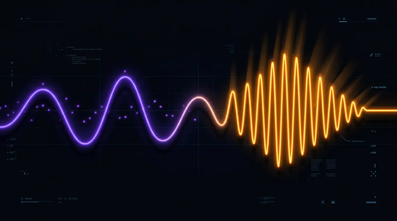 Speed and rhythm pacing conceptual infographic showing slow and fast waves
